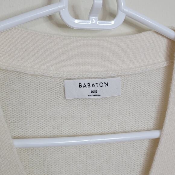 Aritzia Babaton Alftan Luxe Cashmere Cardigan in Birch Ivory 2XS XXS - Picture 8 of 9